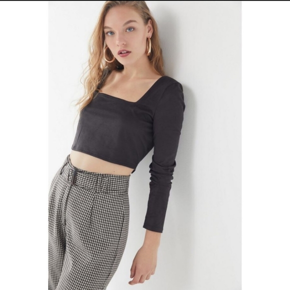 Urban Outfitters Sadie Suede Crop Top Size L - Picture 1 of 6